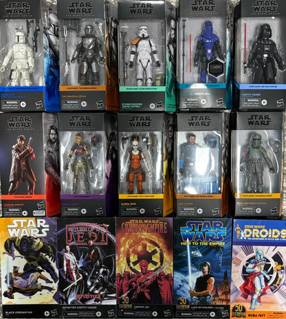 Star Wars Action Figures - Hasbro Black Series Obi-Wan, Darth Vader, Cal Kestis, Boba Fett, Luke & Mandalorian Collectible Toys