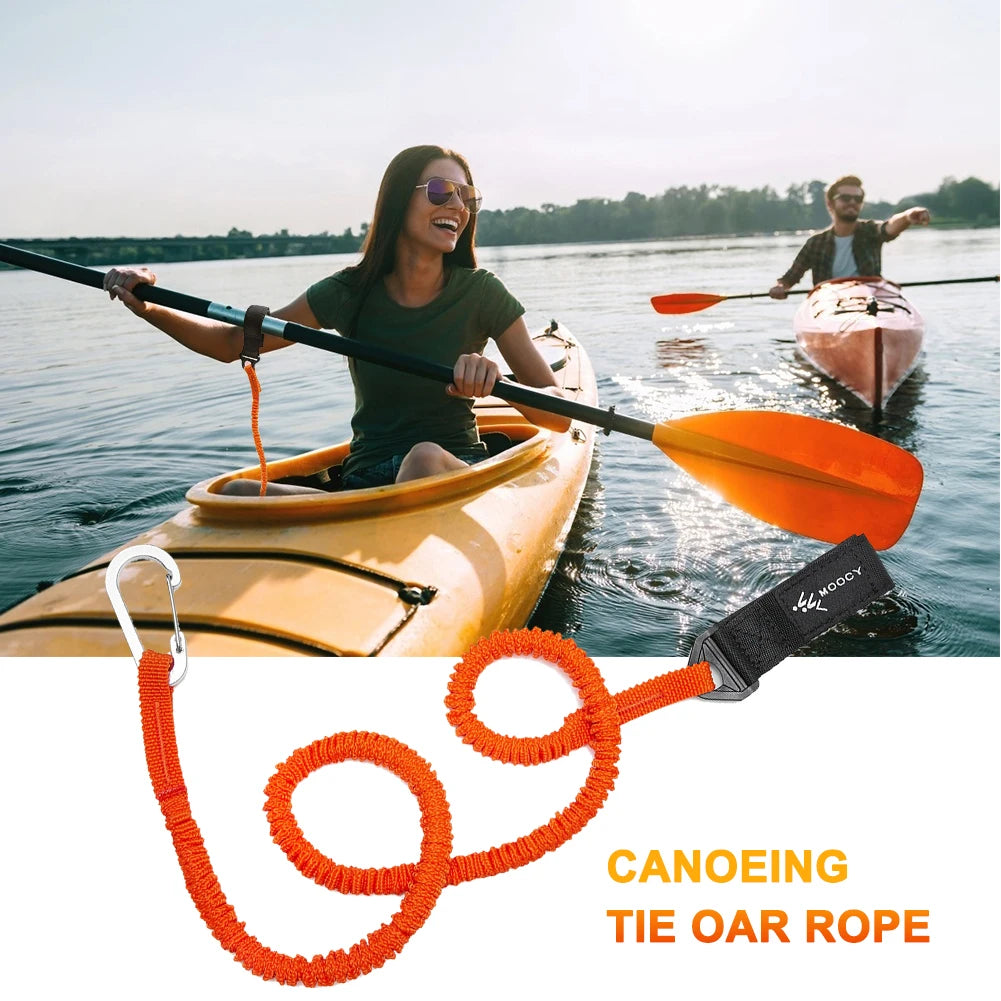 Elastic Kayak Paddle Leash – Adjustable Coiled Lanyard with Safety Hook for Fishing Rod, Pole & Rowing Boat Accessories