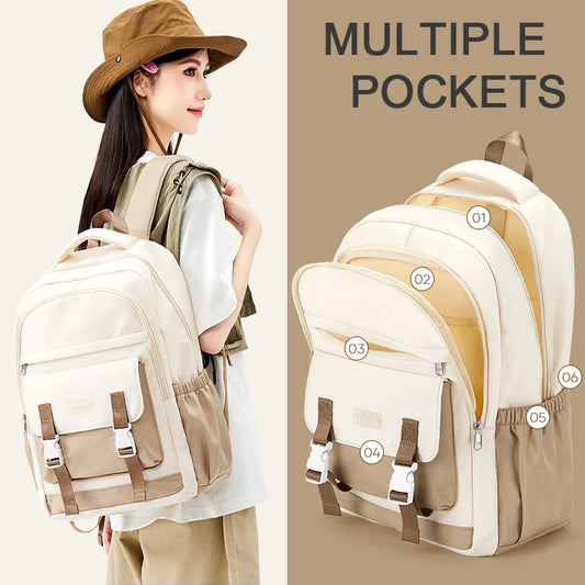 High-Capacity Student Backpack | Trendy Laptop & College Bag for Women, Girls, Travel & School BookBag