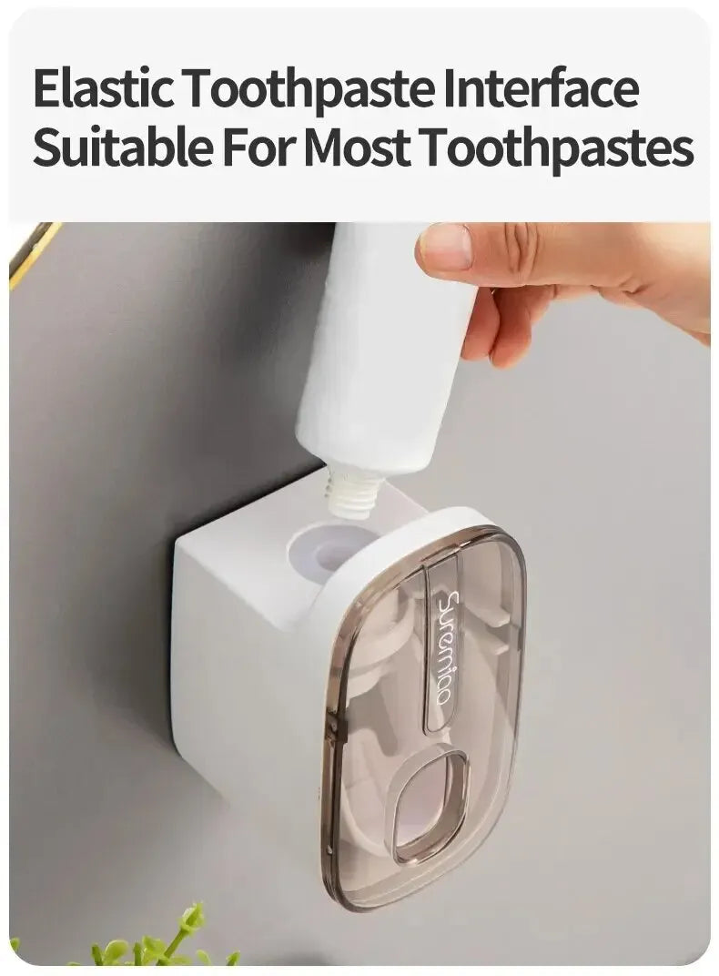 Automatic Toothpaste Dispenser & Toothbrush Holder – Wall-Mount Bathroom Accessories, Lazy Toothpaste Squeezer
