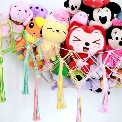 Triangle Toy Net - Plush Toy Storage Corner Hanging Cotton Rope Hand-Woven Hammock