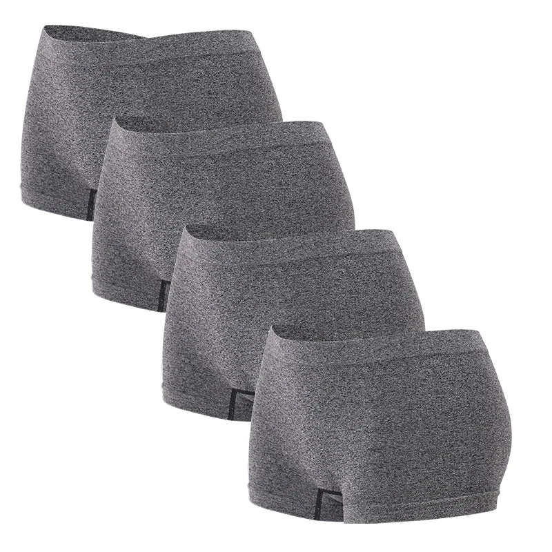 4pcs Women’s Boxer Underwear — Comfortable Solid Color Hipster Boyshort Panties for Sports & Everyday Wear