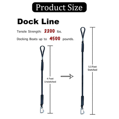 2/1PCS Dock Lines Elastic Marine Rope – Bungee Cords Shock Ties for Kayak & Boat Accessories