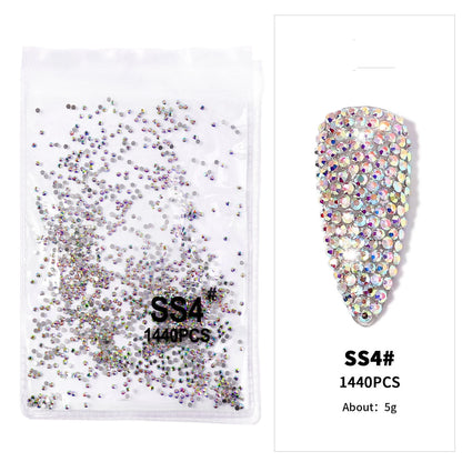 12-Grid 3D Glass AB Crystal Nail Art Rhinestones Kit – Flatback Round Beads with Tools for Nail Jewelry & Diamond Decoration