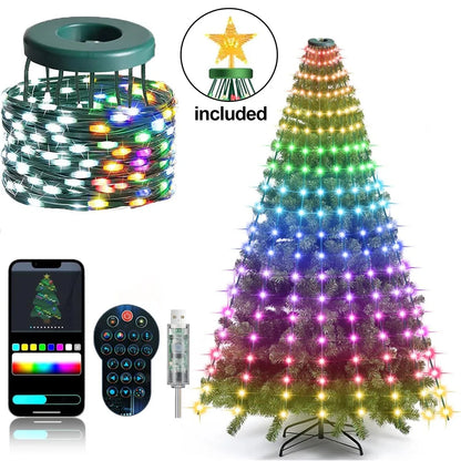 Christmas Tree Lights - 400LED RGBIC Smart Fairy String Lights with Star Topper for Indoor & Outdoor Decor