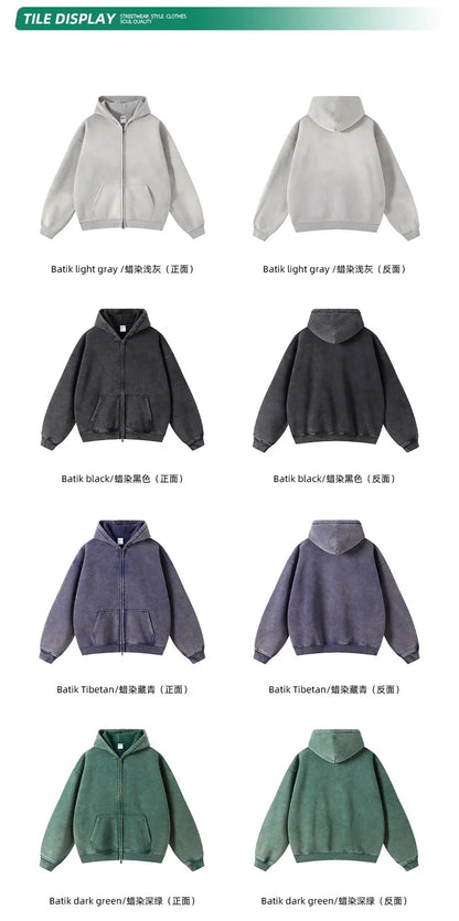 Batik Fleece Zipper Hoodie – Warm Ethnic Style Zip-Up Sweatshirt