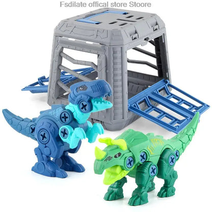 DIY T-Rex Dinosaur Building Blocks Toy – Assembled Model with Mini Electric Drill for Kids