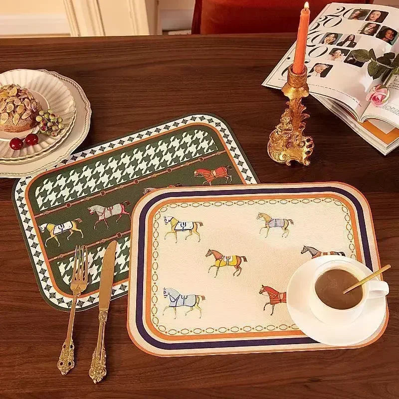 New Light Luxury Nordic Style Leather Placemat - PVC Waterproof & Oil-Proof Table Mat, Disposable Anti-Scald Western-Style Placemat