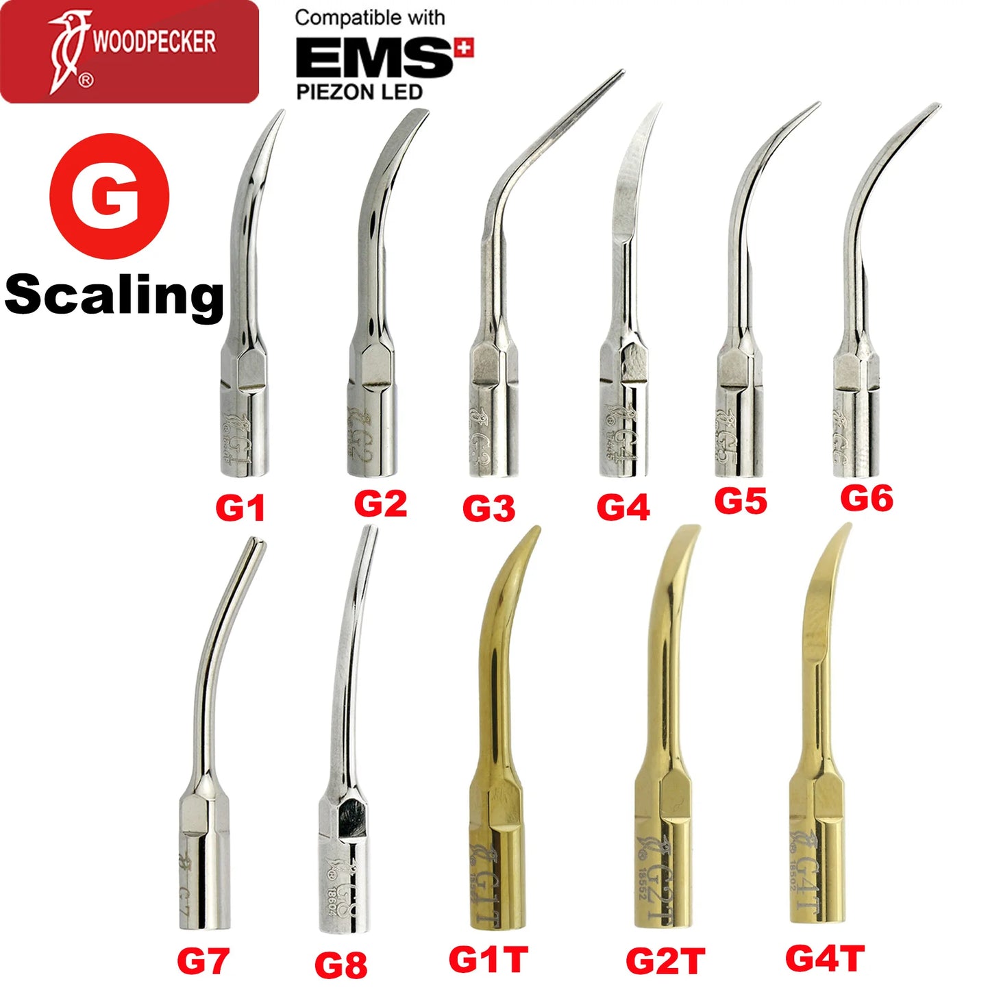 Woodpecker Dental Scaler Tips – Ultrasonic Tooth Cleaning, Endo & Perio Scaling Tips, Fit EMS UDS Scaler Handpiece
