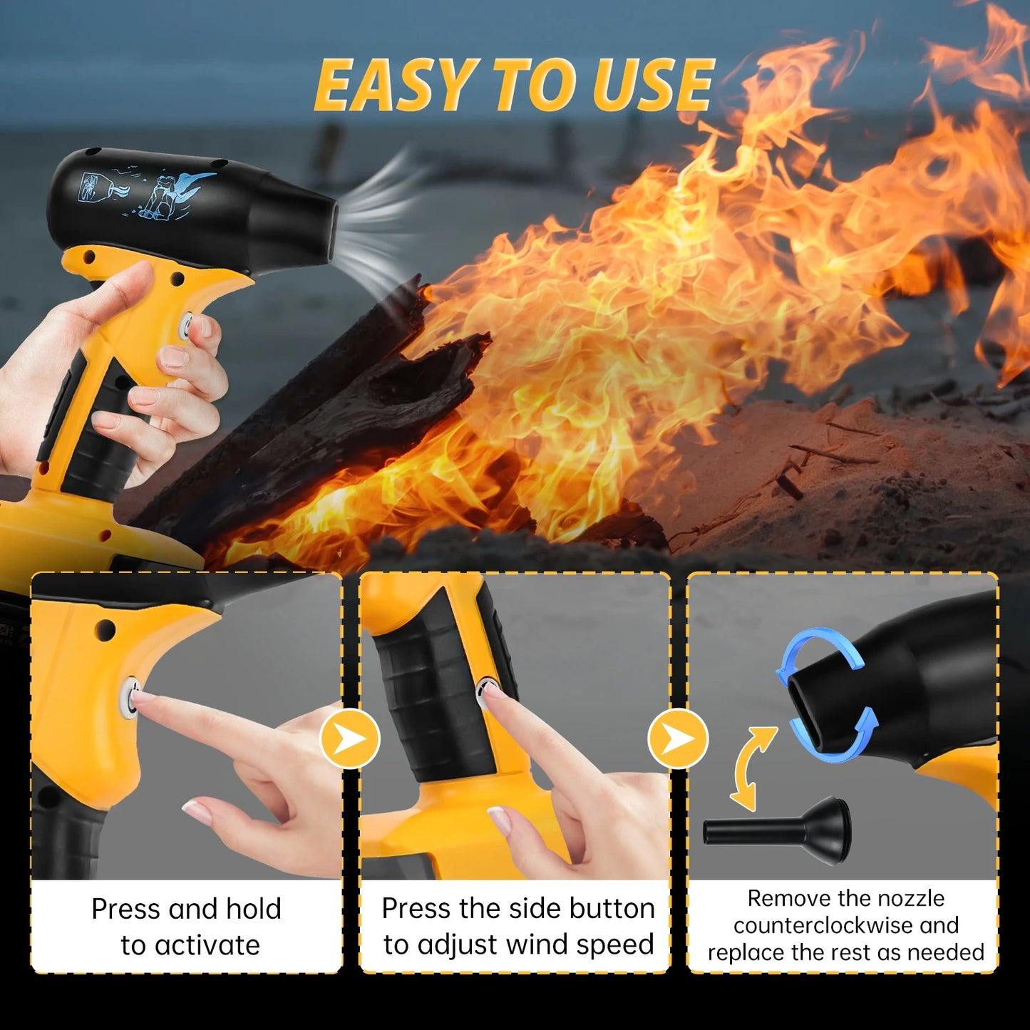 Brushless Jet Blower for Dewalt 20V Battery – 130,000 RPM Portable Electric Air Duster with 4-Speed Turbo Fan (No Battery)