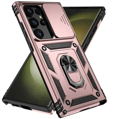 Rotating Camera Lens Armor Case - Military Grade Protective Cover for Samsung Galaxy S20-S25 Series & Note Models