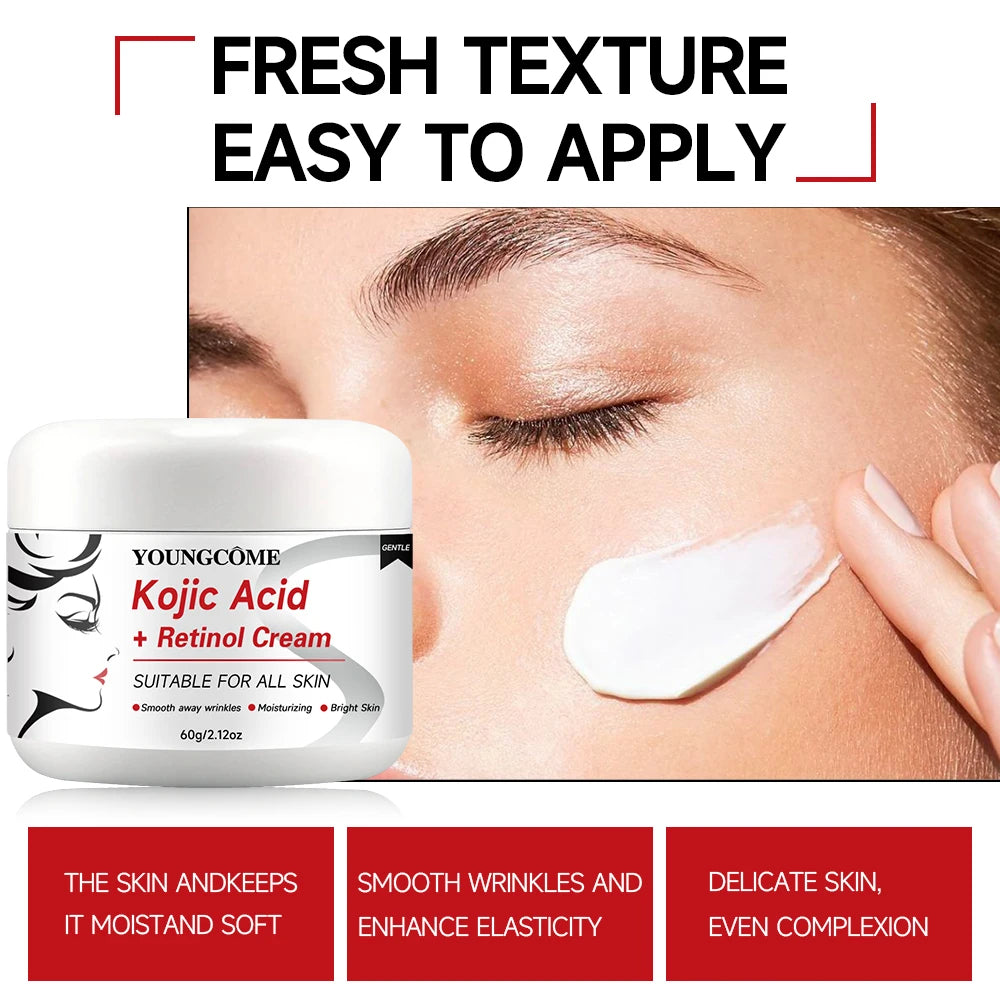 Kojic Acid & Retinol Anti-Aging Cream – Moisturizer for Wrinkle Removal, Skin Whitening and Brightening Face Care