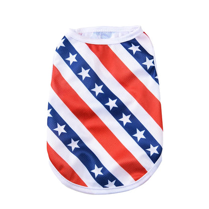Summer Patriotic Dog Vest - Breathable Independence Day 4th of July Pet T-Shirt for Small Medium Dogs Cats