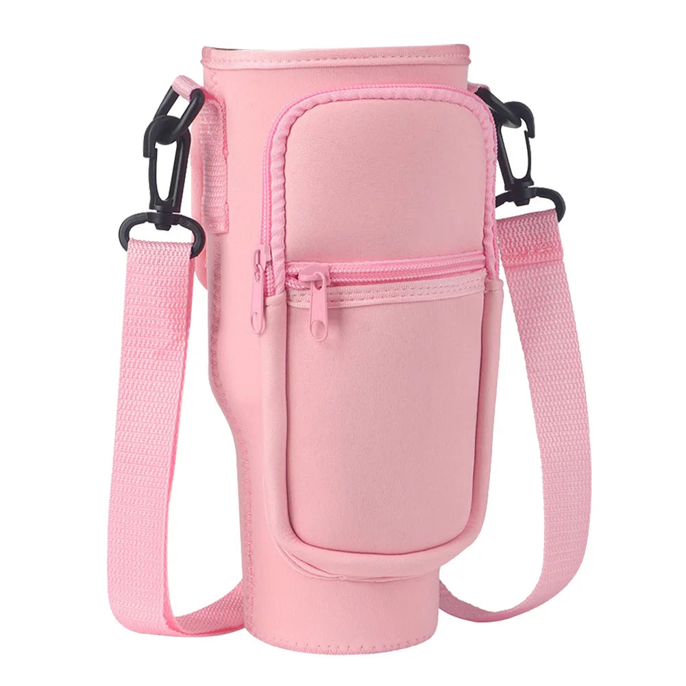 Portable Water Bottle Carrier Bag – Neoprene Holder with Phone Pocket for Stanley 40oz Tumbler with Handle