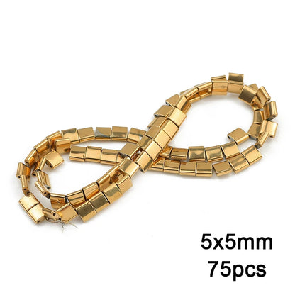 3A+ Retention Color Hematite Beads – Star & Heart Shapes, Gold-Plated Natural Stones for DIY Jewelry & Bracelets