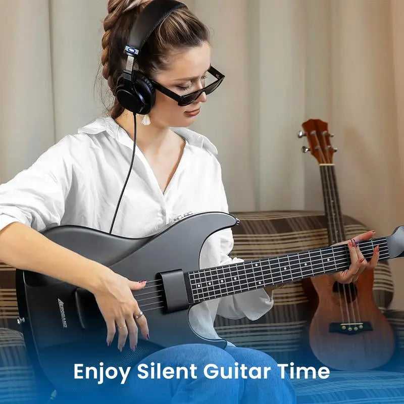 AeroBand Smart & Painless Guitar - Silicone Strings, One-Touch 12-Key Conversion, Bluetooth, 8 Sounds & USB MIDI Function