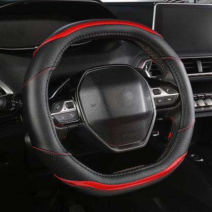 Peugeot 3008/4008/5008 Carbon Fiber & PU Leather Steering Wheel Cover — Car Interior Accessory
