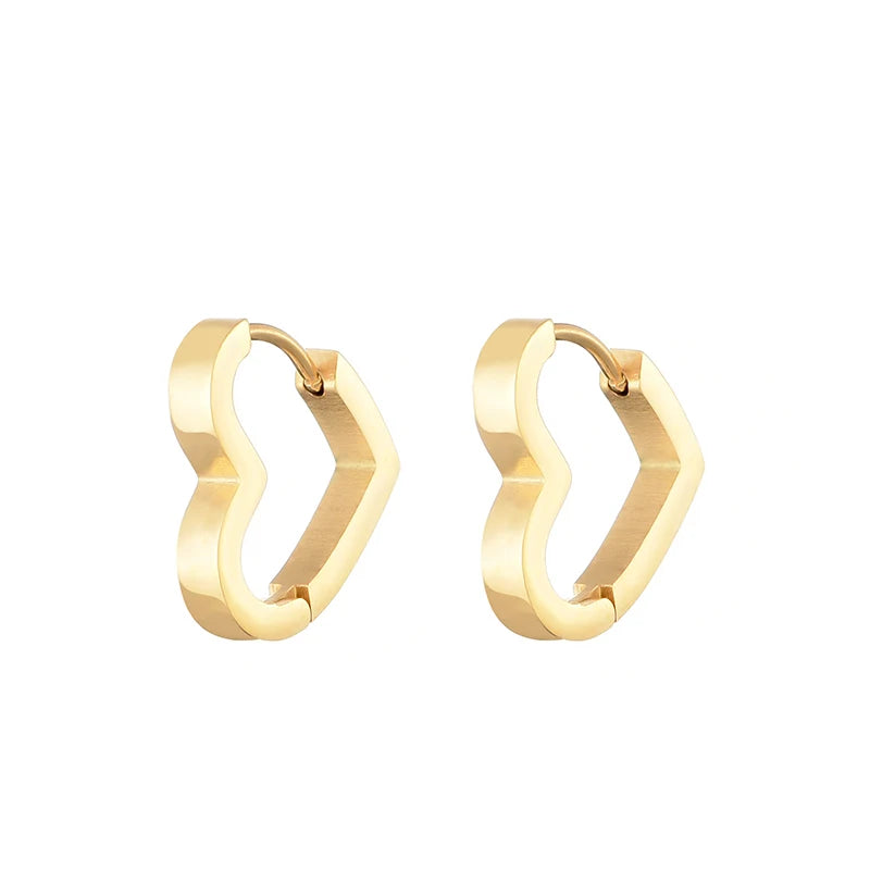 Classic Stainless Steel Hoop Earrings - Heart, Star, Oval & Geometric Punk Hip Hop Jewelry for Women & Men