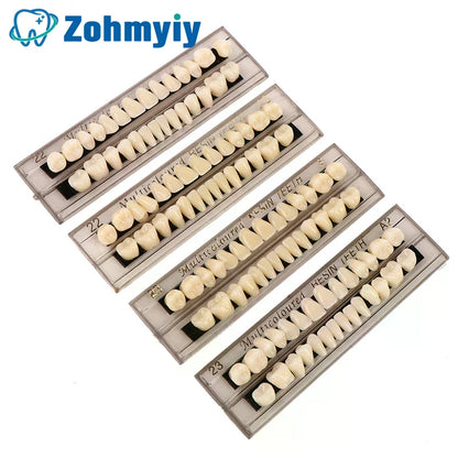 28-Piece Resin Denture Teeth Shade Guide Set, 3D Dental Color Comparator for Teeth Whitening & Dental Plate Matching Tool