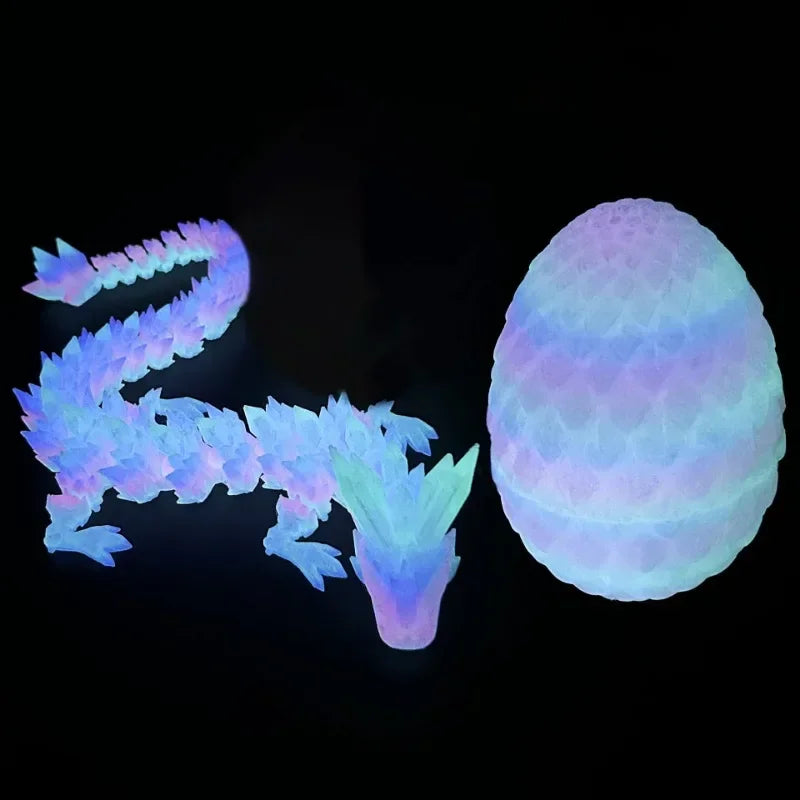 1/2PCS 3D Printed Dragon Egg with Full Articulated Movable Dragon Model — Rotatable Desktop Ornament & Kids Toy
