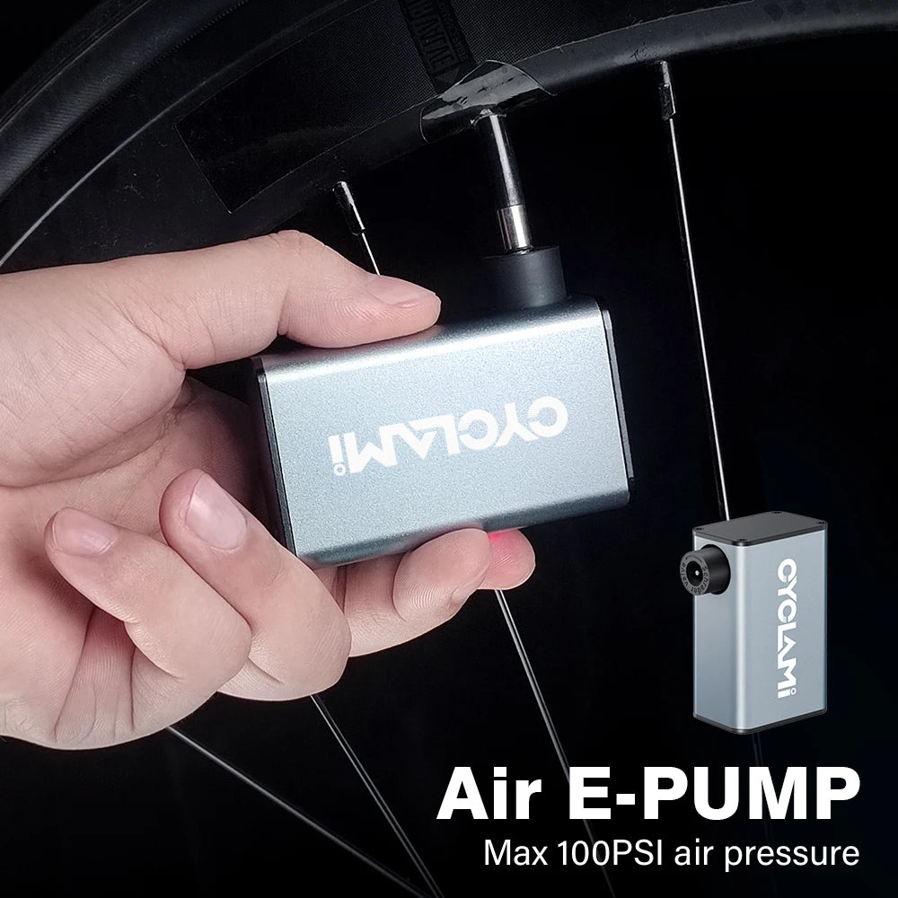 CYCLAMI A3 Ultralight Electric Bike Pump – 100 PSI Portable Tire Inflator for MTB, Road Bike & Motorcycle, Aluminum Alloy