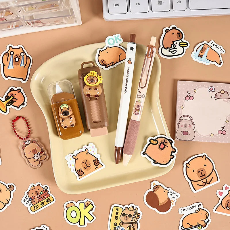 7-Piece Capybara Stationery Set for Students, Cute School Supplies & Gift Pack with Pens and Accessories for Boys & Girls
