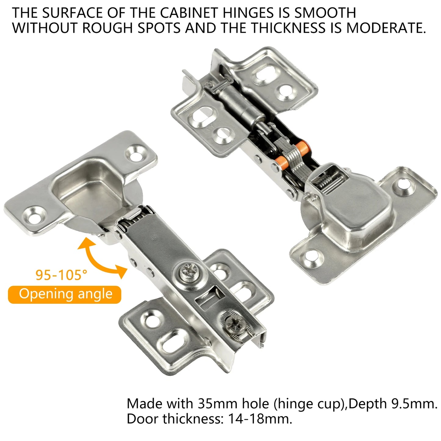 10Pcs Full Overlay Soft Close Hidden Hinges – Steel Hinges for Furniture & Kitchen Cabinet Doors with Screws