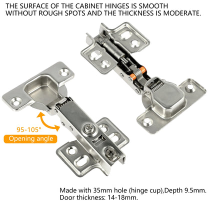 10Pcs Full Overlay Soft Close Hidden Hinges – Steel Hinges for Furniture & Kitchen Cabinet Doors with Screws
