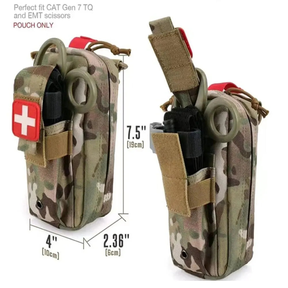 Outdoor Tactical First Aid Kit - Medical EDC Pouch with Tourniquet, Scissors & Survival Essentials - Military-Grade Waist Bag for Emergency Preparedness
