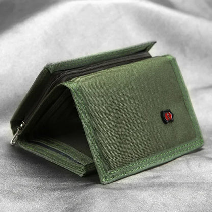 Men's Korean Tri-Fold Coin Purse – 5 Colors, Slim Canvas Wallet, Multifunctional Card Holder