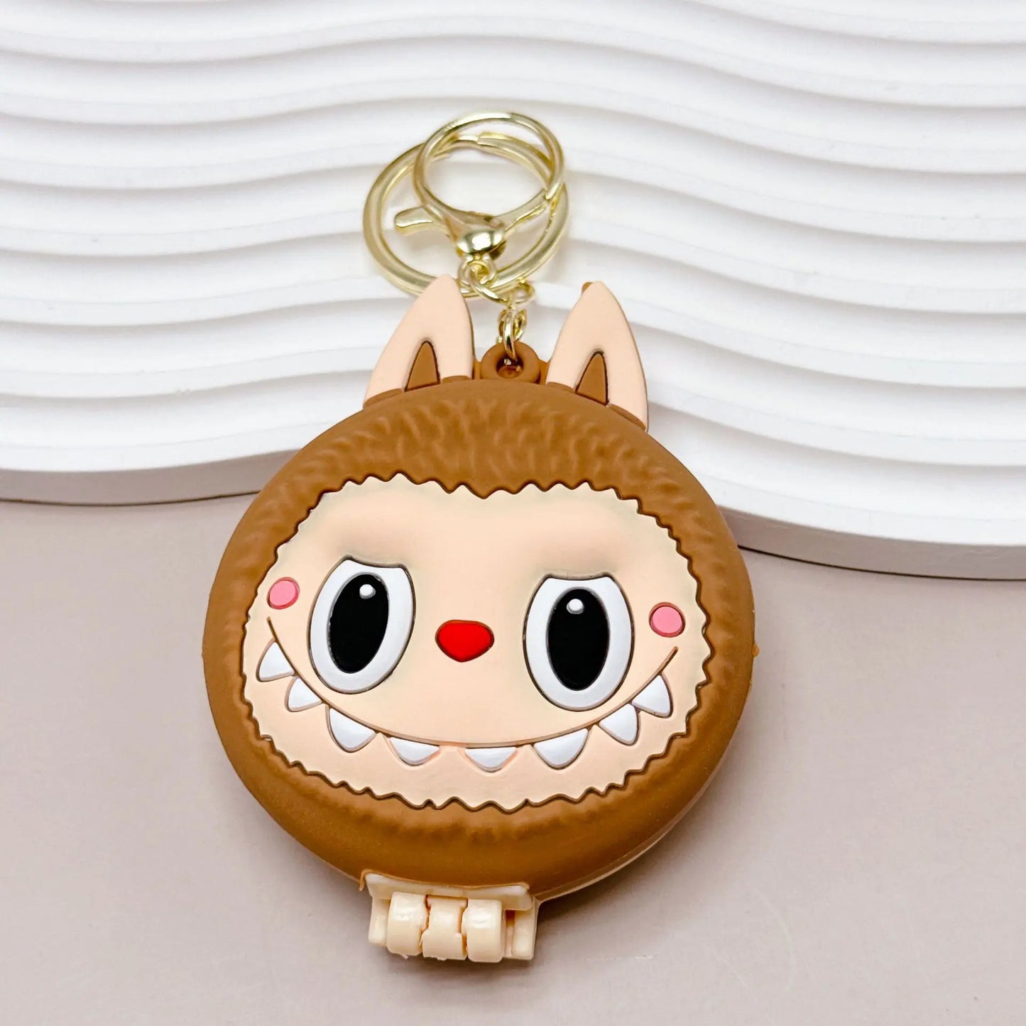 Kawaii Labubu Monsters Zimomo Mococo Comb Mirror Keychain – Cute Portable Air Cushion Comb Gift for Girls