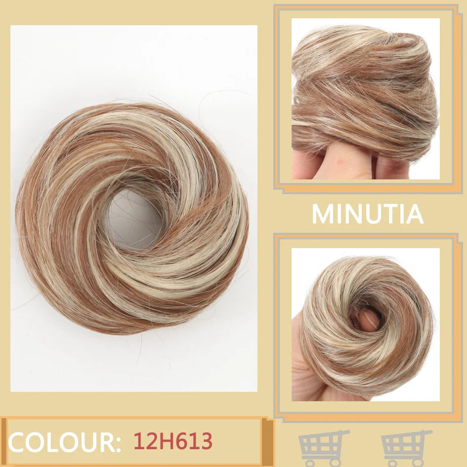 Allaosify Synthetic Bun – Straight Hair Circle with Elastic Rope, Natural Dark & Light Hair Color, Hair Accessories for Women