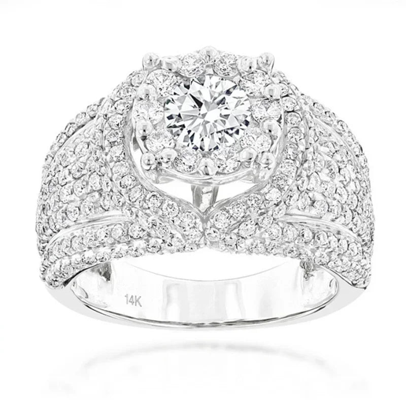 Hip Hop Iced Out Men Ring - Trendy Copper Pave CZ Geometry Jewelry with Bling Cubic Zirconia Design