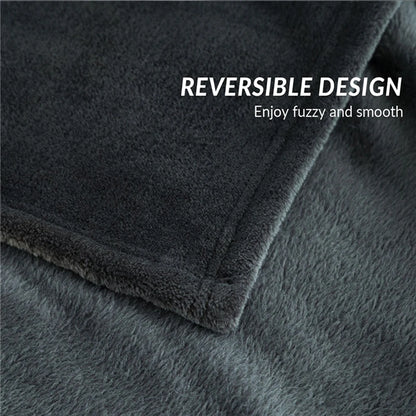 Spring & Winter Flannel Blanket – Soft, Fluffy Coral Fleece Sofa Cover & Bedspread, Solid Blue & Black Plush Blanket for Beds