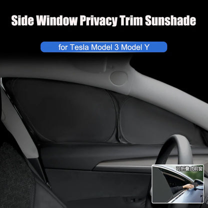 Tesla Model Y 2024 Window Sunshade - Privacy Front & Rear Side Window Shield Cover with UV Protection for Camping & Travel