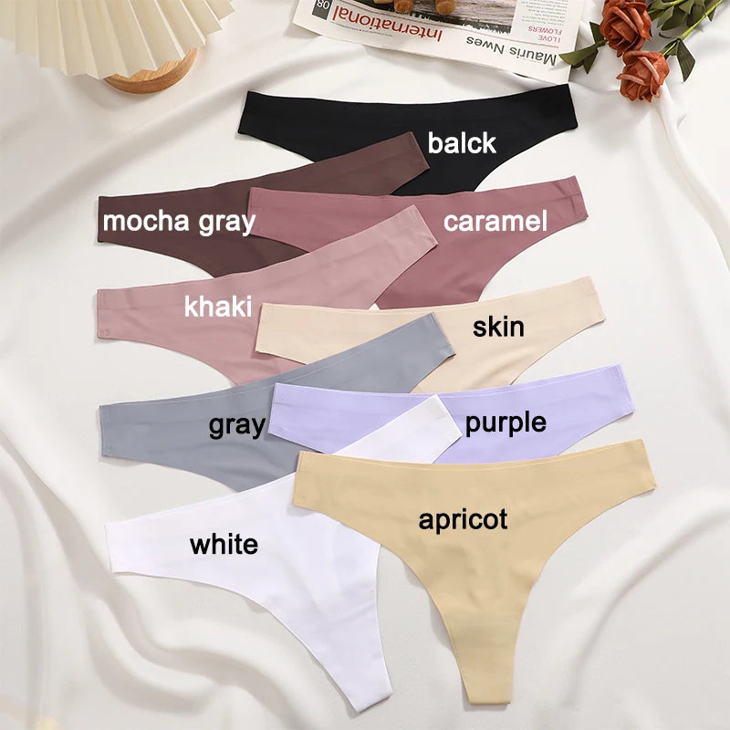 3PCS Sexy G-String Underwear Set – Breathable Seamless Low Waist T-Back Bikini Panties for Women, S-XL Sizes