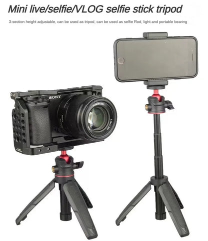Mini Desktop Selfie Stick Tripod - Handheld Camera Stand, Portable Retractable Vlog & Phone Mount