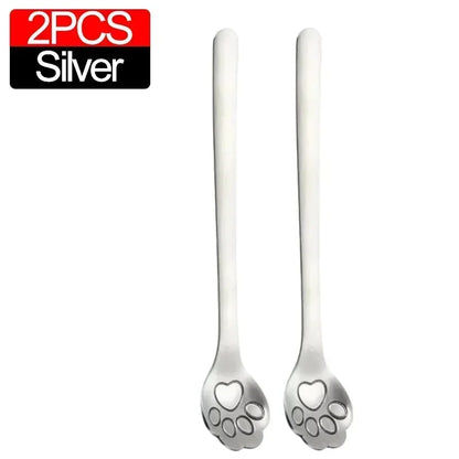 Cute Cat Claw Stainless Steel Spoon Set (1/8PCS) – 304 Dessert, Ice Cream, Coffee & Tea Spoon Kitchen Tableware