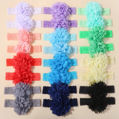 20-Piece Baby Flower Headbands - Soft Lace Nylon Elastic Hair Bands for Infants & Toddlers