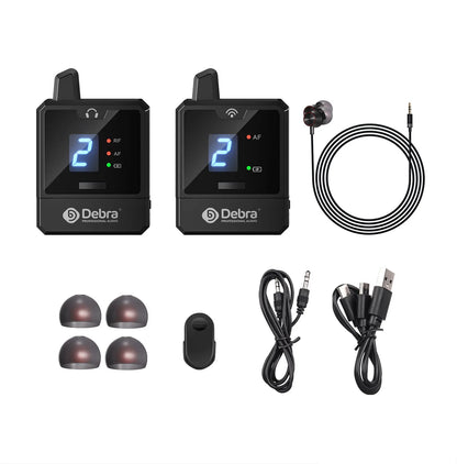 Debra Portable UHF IEM Wireless In-Ear Monitor System – Rechargeable Audio Mini for Music, Live Broadcast & Audio Monitoring