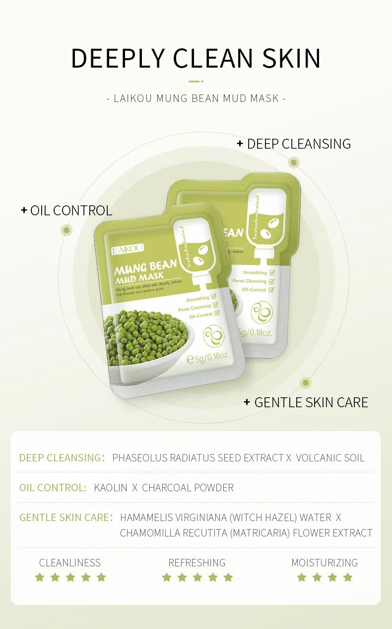 50pcs LAIKOU Sakura Mud Facial Masks – Moisturizing, Anti-Aging, Anti-Acne Deep Cleansing Skincare Face Mask