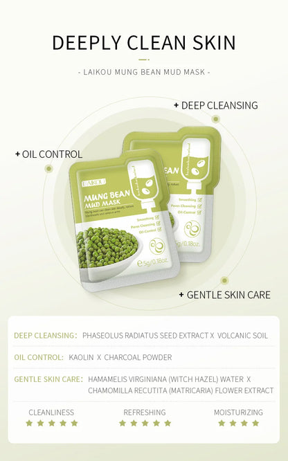 50pcs LAIKOU Sakura Mud Facial Masks – Moisturizing, Anti-Aging, Anti-Acne Deep Cleansing Skincare Face Mask