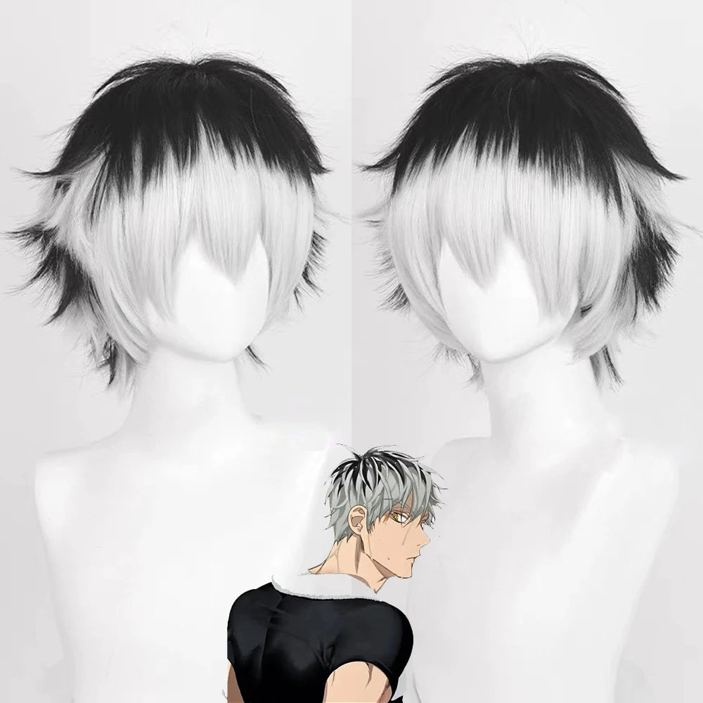RANYU White Men’s Wig – Short Straight Synthetic Anime Hair, High-Temperature Fiber for Cosplay & Party