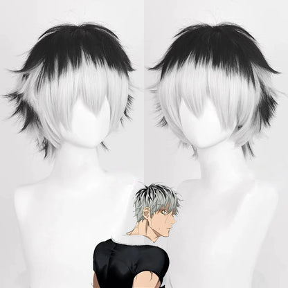 RANYU White Men’s Wig – Short Straight Synthetic Anime Hair, High-Temperature Fiber for Cosplay & Party