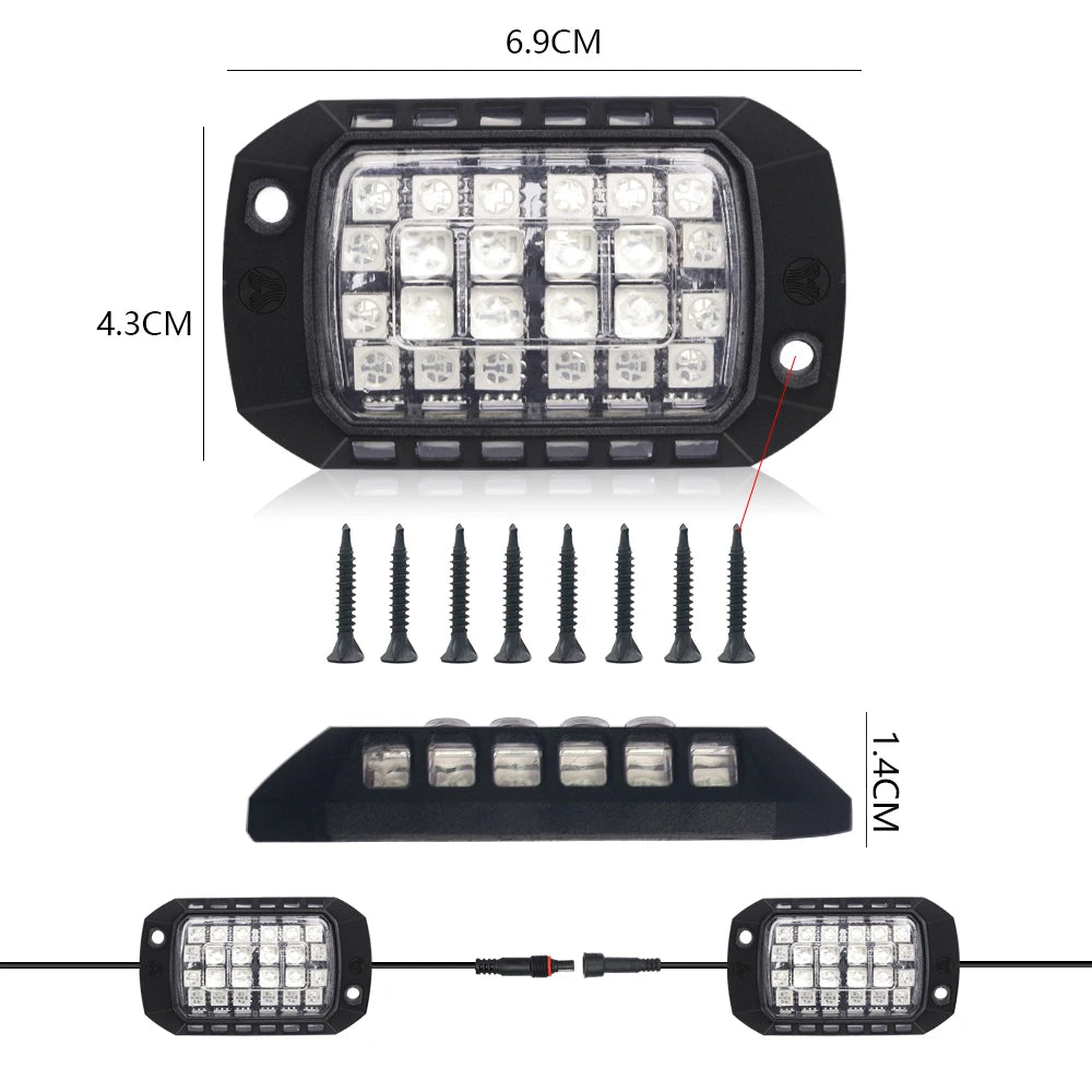 RGB 3D Lens Rock Lights – APP Remote Control LED Underglow for Offroad RZR, SUV, ATV, UTV, Jeep