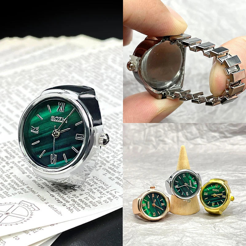 Kiss Jewelry Digital Quartz Finger Watch Ring – Mini Elastic Punk Style Clock Ring for Women, Men & Couple Teens Accessory