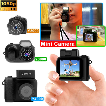 Y4000 Monoreflex Mini Camera 1080P Portable Video Recorder with Flash Lamp, Battery Dock & LCD Screen