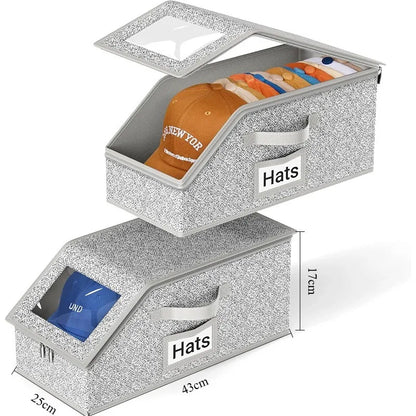 Foldable Zipper Baseball Cap Storage Box – Dustproof Non-Woven Hat Organizer for Wardrobe