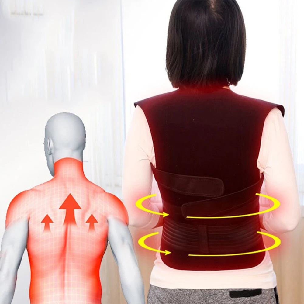 Tourmaline Magnetic Heated Vest — Self-Heating Thermal Waist Brace & Lumbar Support Corset for Posture Correction and Pain Relief