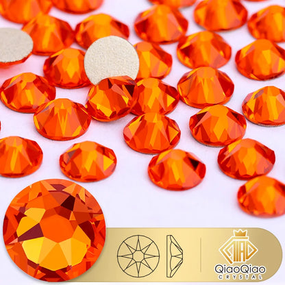 QIAO 2088 Crystal Nail Art Rhinestones — Flat Back Non-Hotfix Strass for DIY Nail Decorations (8 Big + 8 Small)